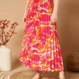 Women Printed Pleated A-Line Skirt-picture-14