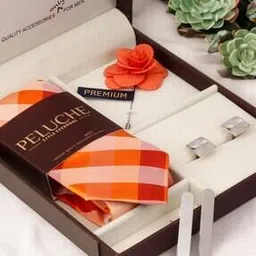 Set of 6 Checked Tie & Cufflinks-15