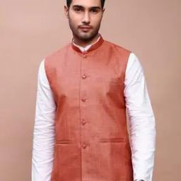 Men Slim Fit Nehru Jacket with Welt Pockets-image-3