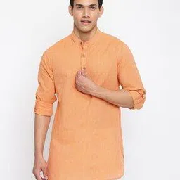 Striped Short Kurta with Mandarin-Collar-8