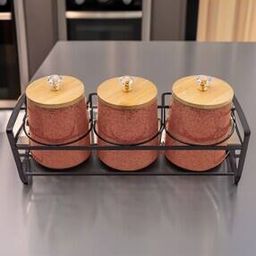 Set of 3 Ceramic Storage Jars with Lid & Tray-48