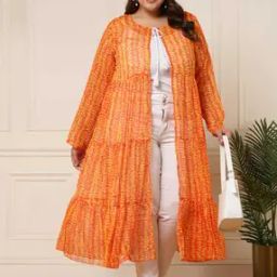 Women Leaf Print Shrug with Tassels-26