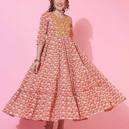 Floral Printed Flared Kurta with Round Neck-image-41