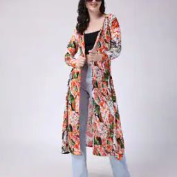 Women Floral Print Front-Open Shrug-20