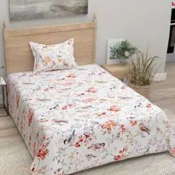 Floral Print Cotton Single Bedsheet with Pillow Cover-image-60