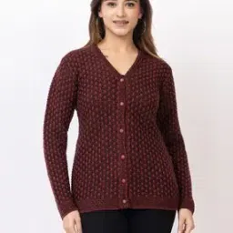 Women Self-Design Cardigan with Button-Closure-image-4