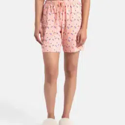 Women Floral Print Knit Shorts with Elasticated Drawstring Waist-picture-13