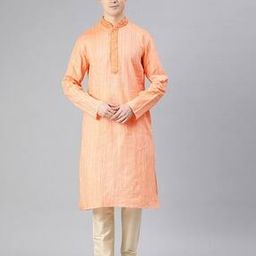 Men Regular Fit Long Kurta with Mandarin Collar-image-5