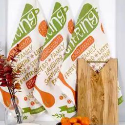 Set of 3 Typographic Print Cotton Kitchen Towels 28" x 25"-24