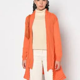 Pleated Shrug with Ribbed Sleeve Hems-28