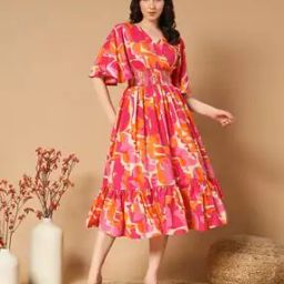 Women Floral Print Tiered Dress-image-7