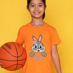 nusyl Girls Graphic Print Regular Fit Round-Neck T-Shirt-picture-0