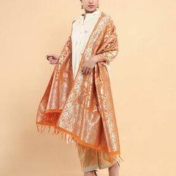 Floral Woven Dupatta with Tassels-image-85