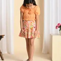 Girls Floral Print Flared Skirt-picture-30