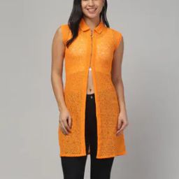 Women Self-design Regular Fit Zip-Front Shrug-48
