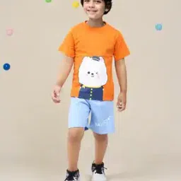 Boys Graphic Print T-Shirt & Shorts-image-17
