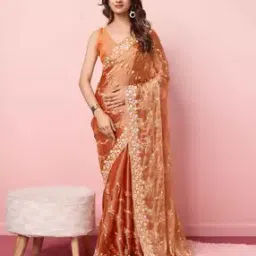 Floral Sequin Embroidered Saree-image-82