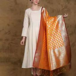 Women Zari Banarasi Floral Dupatta-37