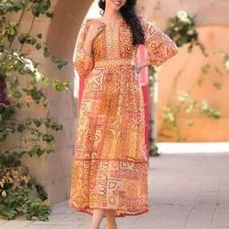 Abstract Printed Chiffon Long Dress-75