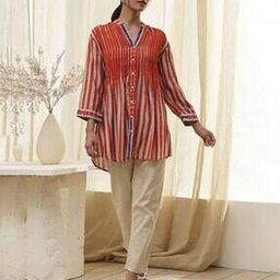 Women Striped Relaxed Fit Shirt with Spread Collar-image-37