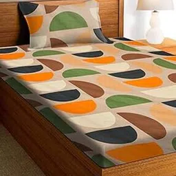 Geometric Print Single Bedsheet with Pillow Cover-image-32