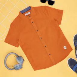 Boy Regular Fit Mandarin-Neck Shirt-image-3
