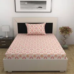 144 TC Floral Print Single Bedsheet with 1 Pillow Cover-image-59