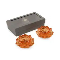 Set of 2 Floral Shaped Glass Tealight Holders-picture-10