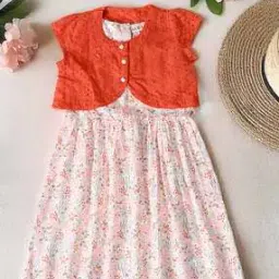 Girls Cotton Fit and Flare Dress-29