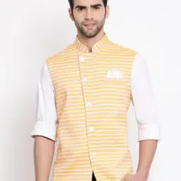 Striped Nehru Jacket with Square Pocket-34