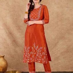 Embroidery Straight Kurta Set-image-52