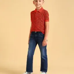 Boys All-Over Brand Print Regular Fit Polo T-Shirt-image-64