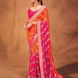 Printed Georgette Saree with Contrast Border-image-26