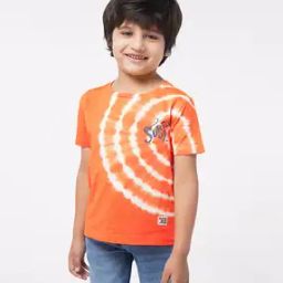 Boys Tie & Dye Regular Fit Crew-Neck T-Shirt with Print-image-84