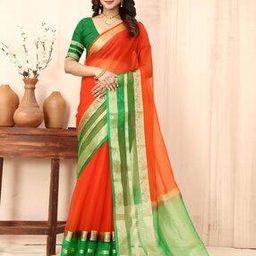 Women Saree with Contrast Floral Woven Border-image-47