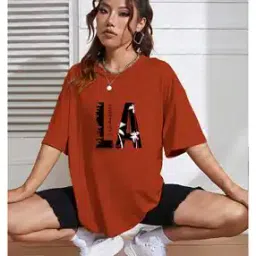 Women Typographic Print Oversized Fit Round-Neck T-Shirt-image-73
