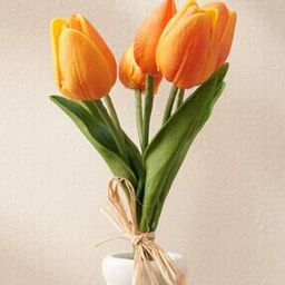 Ochre Artificial Tulip Flower Bouquet - 25cm-49