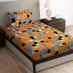 180 TC Geometric Print Single Bedsheet with Pillow Cover-17