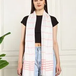 Women Striped Scarf with Tassels-image-13