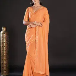 Georgette Saree with Embellished Border-picture-24