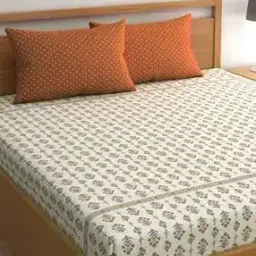 210 TC Floral Print Double Size Bedsheet with Pillow Covers-image-98