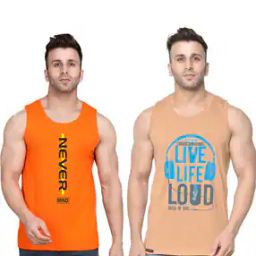 Pack of 2 Men Typographic Print Vests-image-81