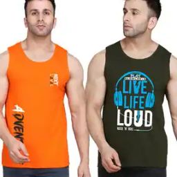 Men Pack of 2 Typographic Print Sleeveless Vests-image-23