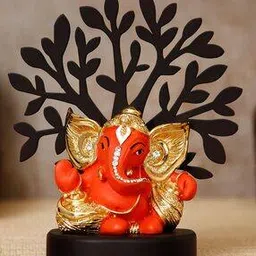 Lord Ganesha Decorative Showpiece with Wooden Tree Base-32