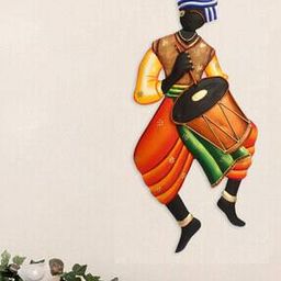 Tribal Musician Theme Handcrafted Iron Wall Hanging-31