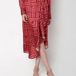 Geometric Print Flared Skirt-image-12