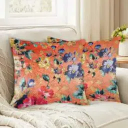 Set of 2 Floral Print Cushion Covers 24" x 24"-image-59