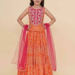 bitiya by bhama Girls Embellished & Embroidery Lehenga Choli with Dupatta-picture-43