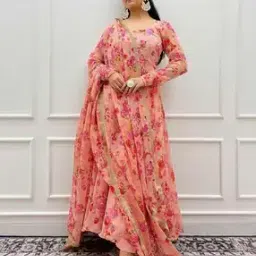 Women Floral Print Fit & Flare Dress-image-80