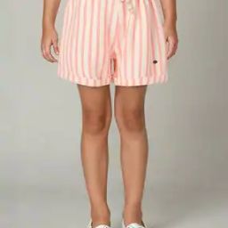 Girls Striped Relaxed Shorts with Belt-picture-41